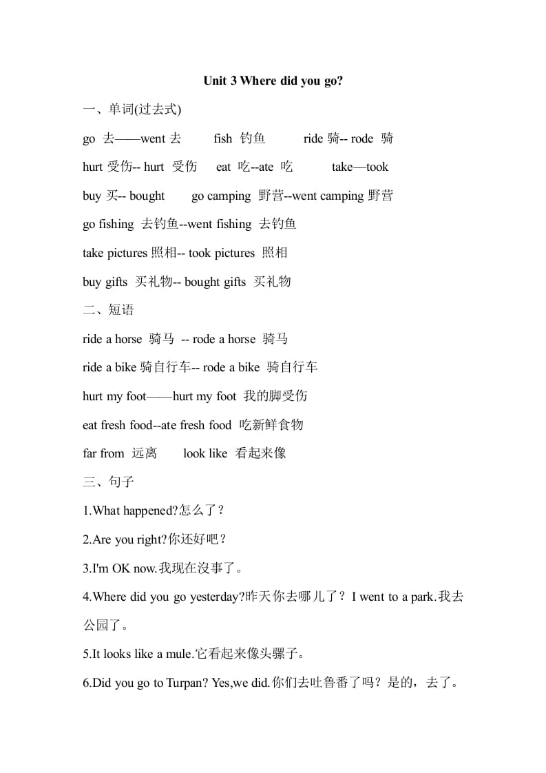 六年级英语下册Unit3单元知识梳理（2）-学科资源库