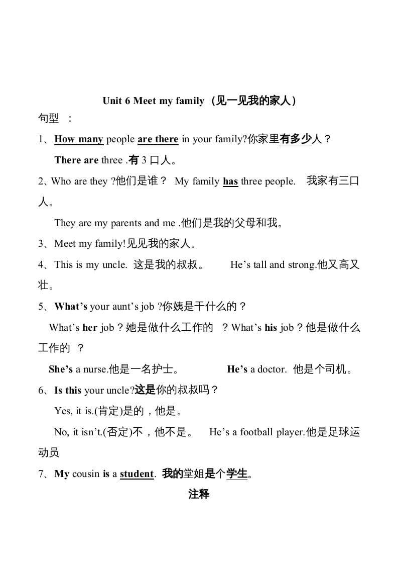 四年级英语上册Unit6单元句型总结（人教PEP）-学科资源库