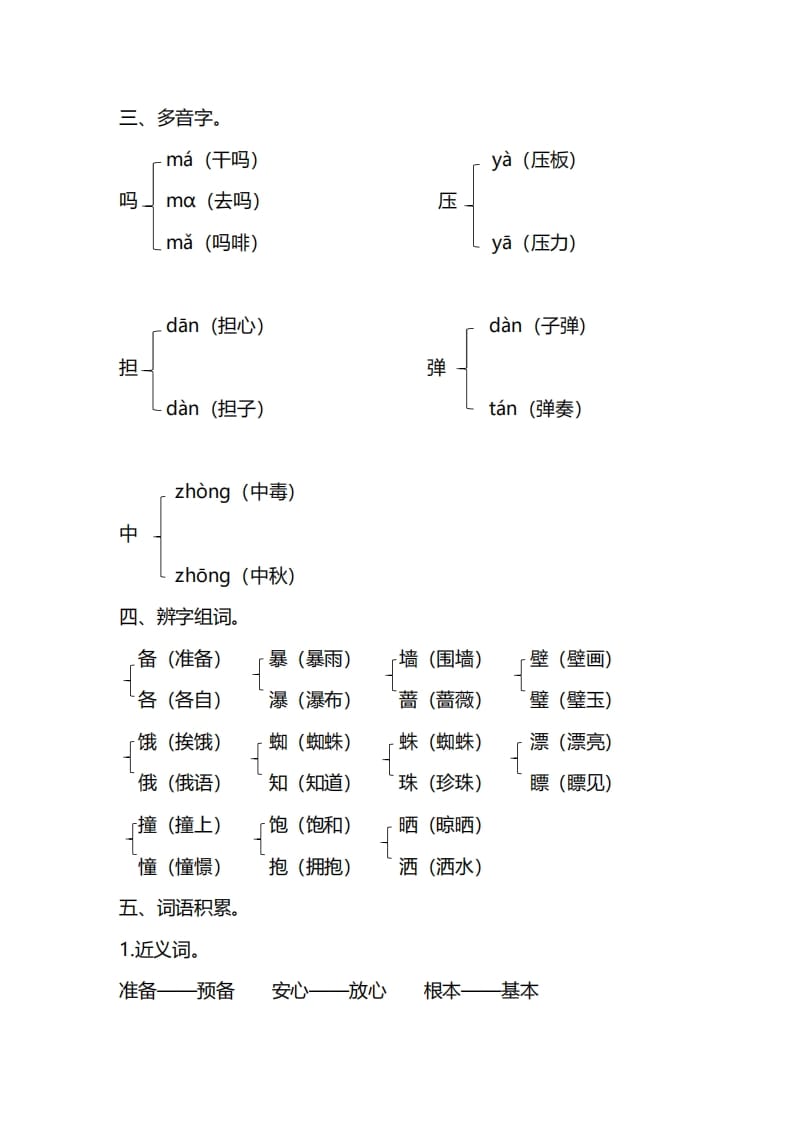 图片[3]-三年级语文上册第四单元知识要点汇总（部编版）(1)-学科资源库