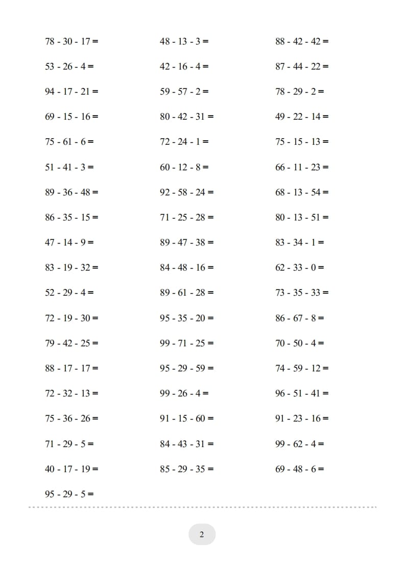 图片[2]-二年级数学上册口算题(连减)1000题（人教版）-学科资源库