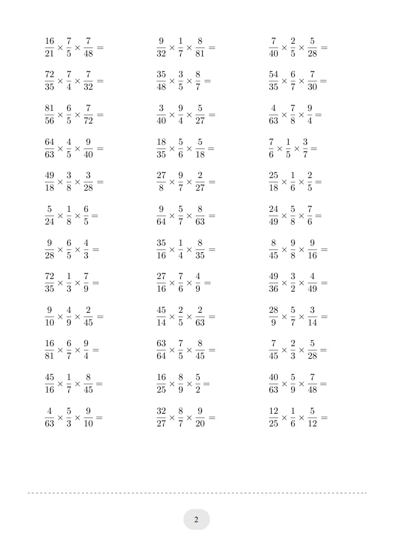 图片[2]-六年级数学上册▲口算题（分数连乘）连打版（人教版）-学科资源库