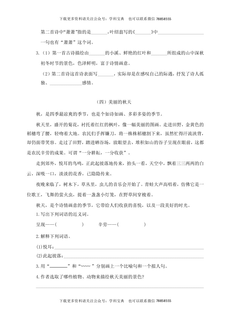 图片[3]-三年级语文上册课外阅读训练（含参考答案）（部编版）-学科资源库