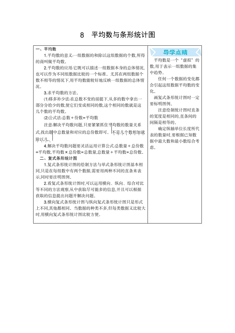 四年级数学下册8.平均数和条形统计图-学科资源库