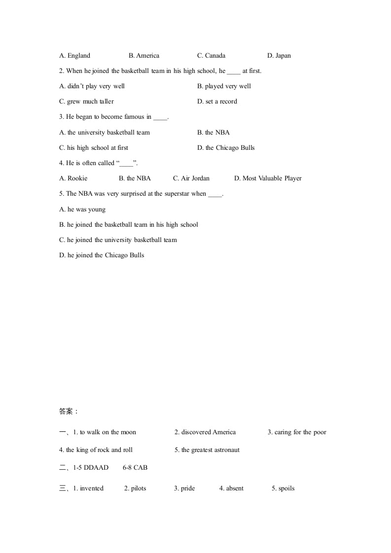 图片[3]-六年级英语上册Unit5FamousPeopleLesson2同步练习3（人教版一起点）-学科资源库