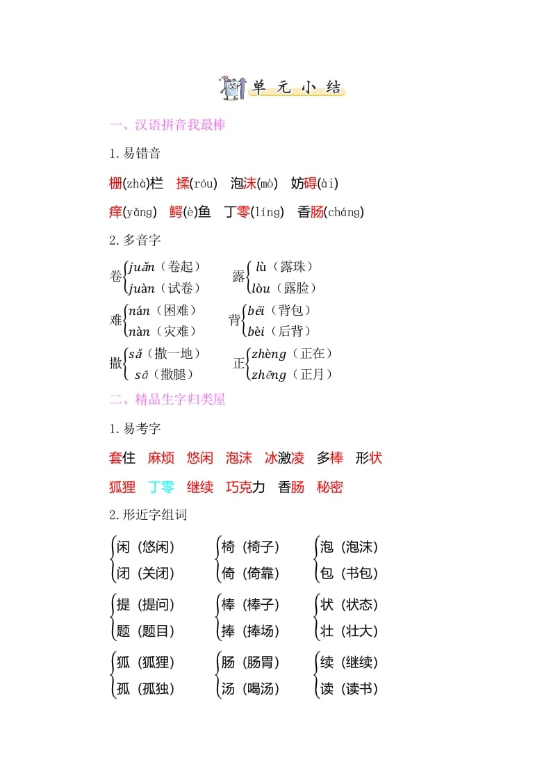 三年级语文下册知识小结-第五单元-学科资源库