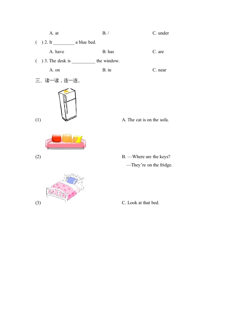 图片[2]-三年级英语上册Unit4_B_Let’s_learn同步习题（人教版一起点）-学科资源库