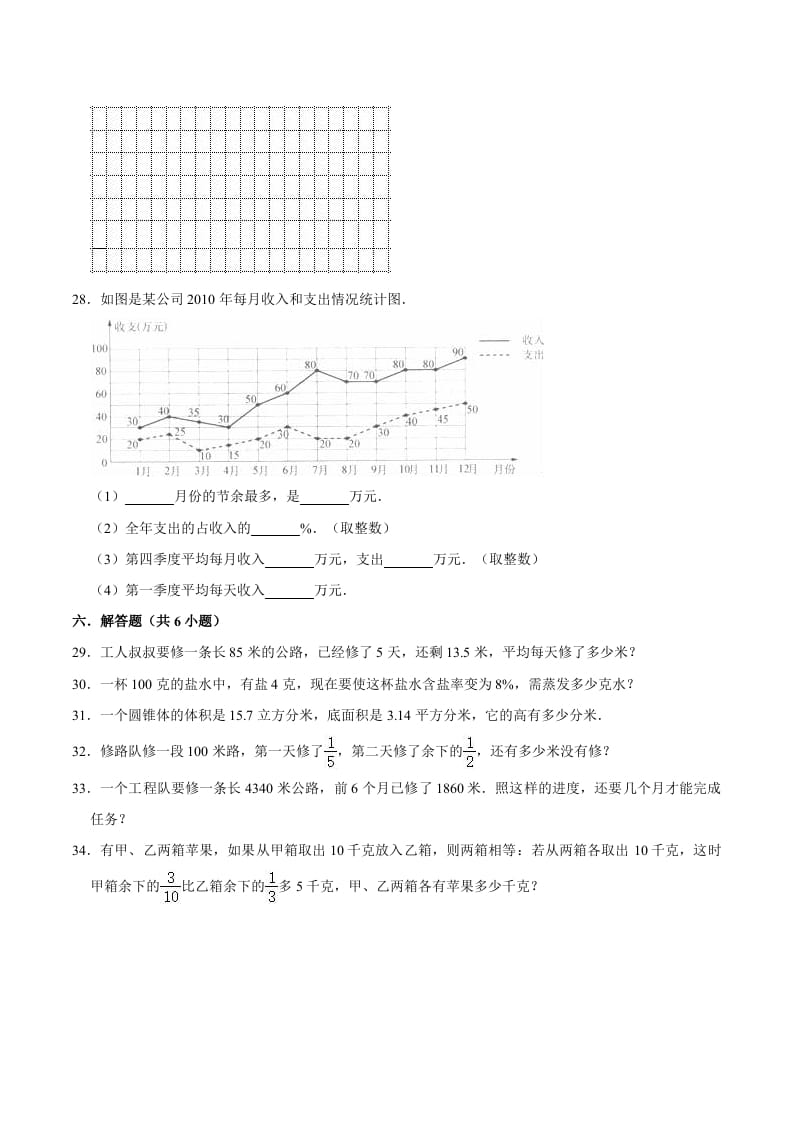 图片[3]-六年级数学下册小升初模拟试题（33）苏教版（含解析）-学科资源库