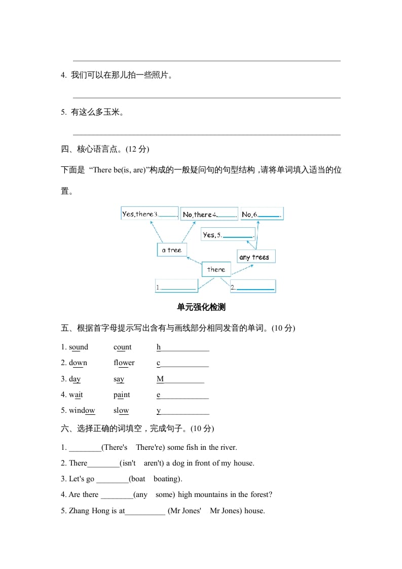 图片[2]-五年级英语上册Unit6单元知识梳理卷本（人教版PEP）-学科资源库