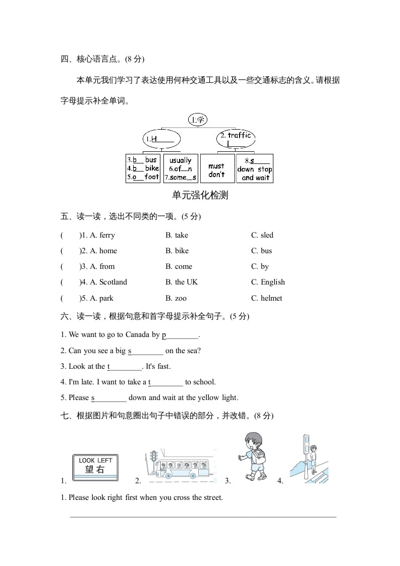 图片[2]-六年级英语上册Unit2单元知识梳理卷（人教版PEP）-学科资源库