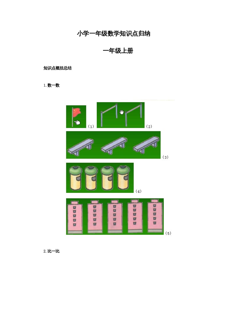 一年级数学上册知识点归纳（人教版）-学科资源库