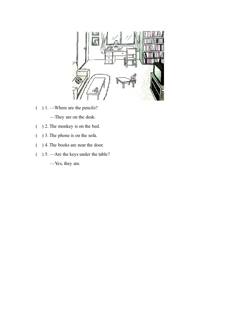 图片[3]-四年级英语上册Unit4_B_阶段训练（人教版一起点）-学科资源库