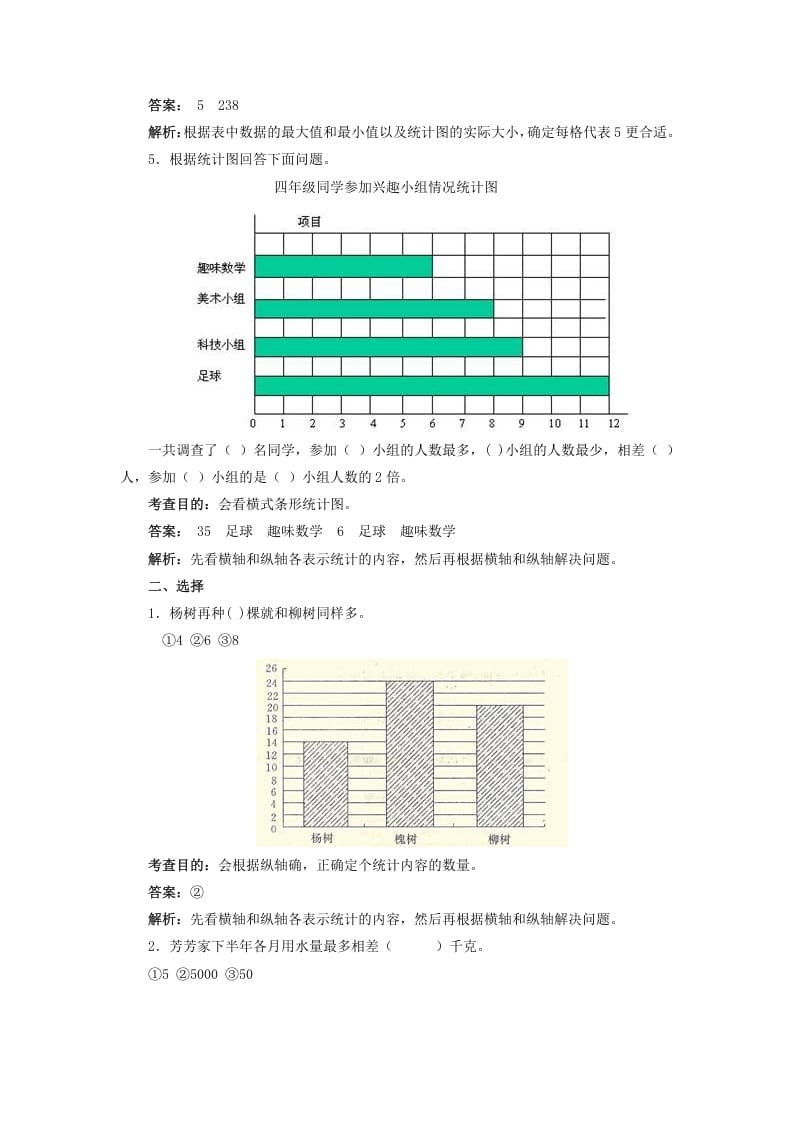 图片[3]-四年级数学上册同步测试及解析-条形统计图（人教版）-学科资源库