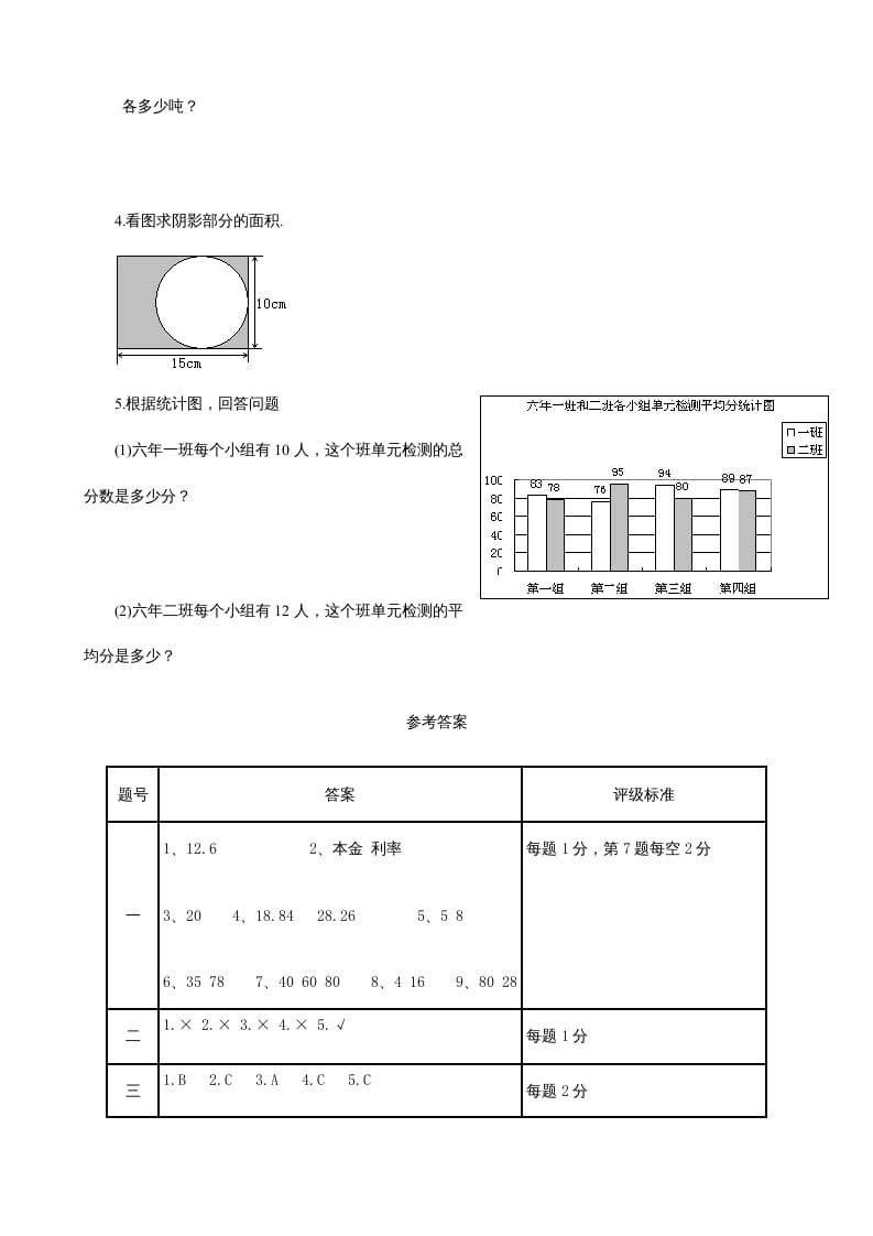 图片[3]-六年级数学上册期末试卷2（北师大版）-学科资源库