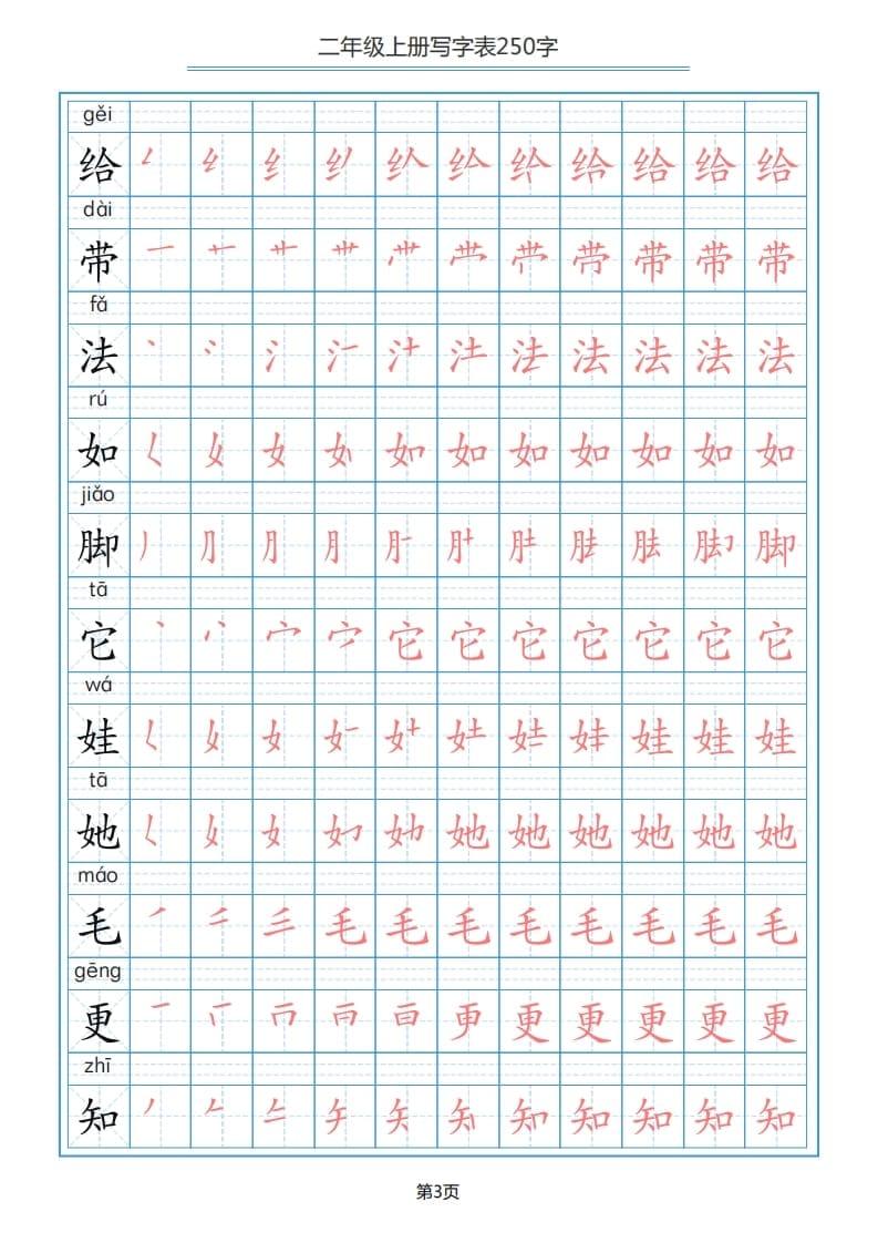 图片[3]-二年级语文上册写字表（25页）PDF（部编）2-学科资源库