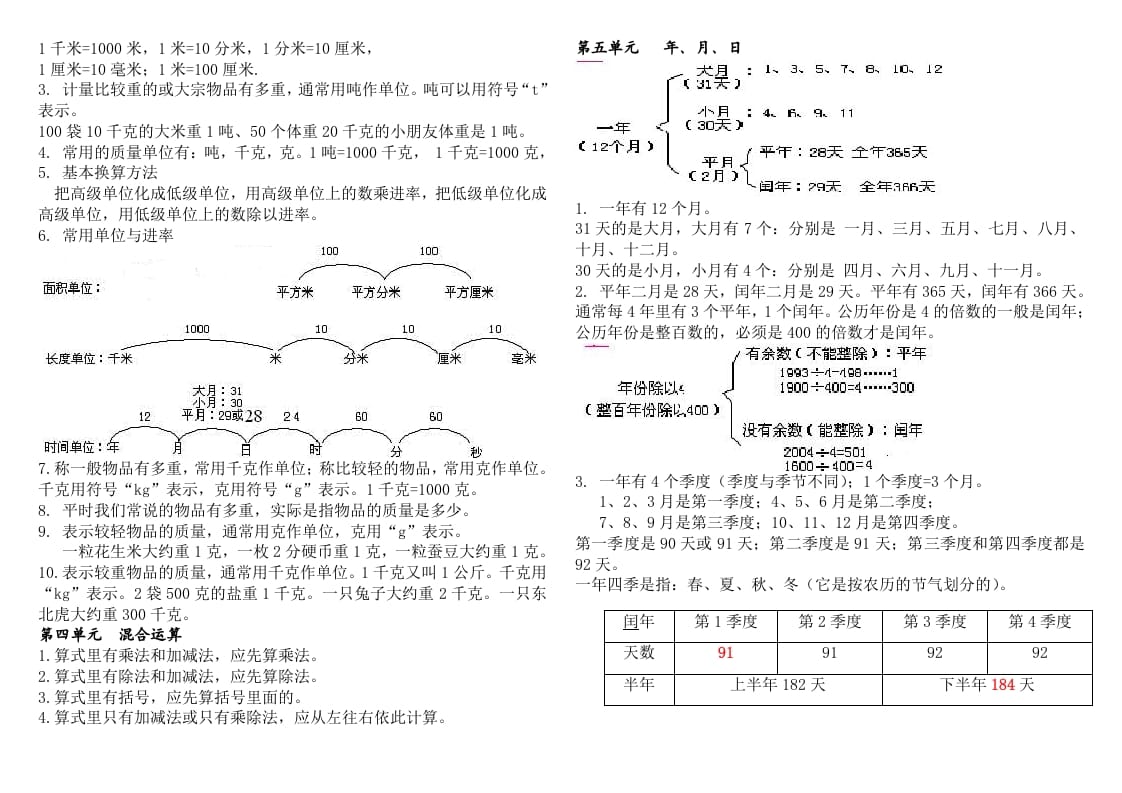图片[2]-三年级数学下册新版三下概念整理稿-学科资源库