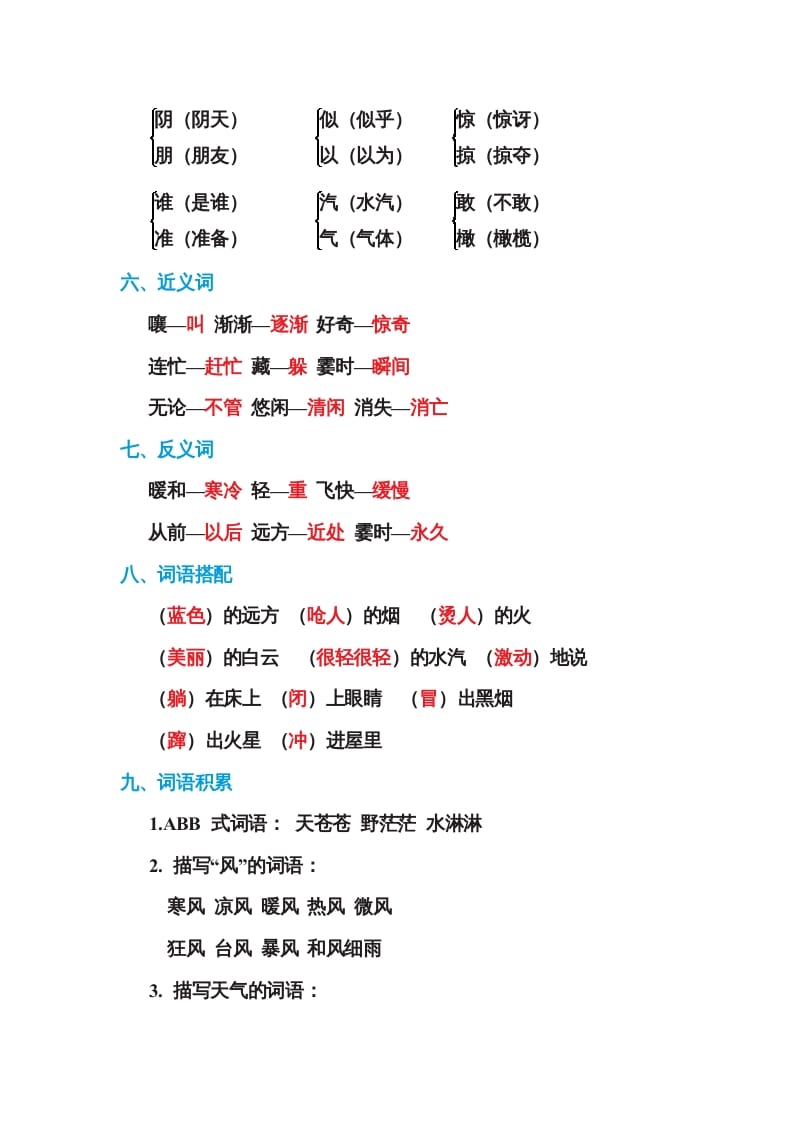 图片[2]-二年级语文上册第七单元基础知识必记（部编）-学科资源库