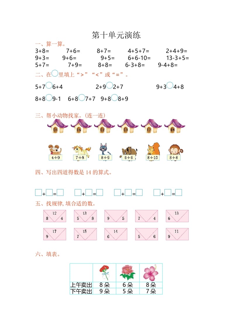 一年级数学上册第10单元测试卷（苏教版）-学科资源库