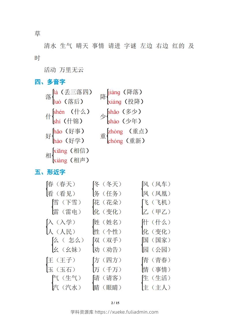 图片[2]-语文一年级下册期中复习知识要点-学科资源库