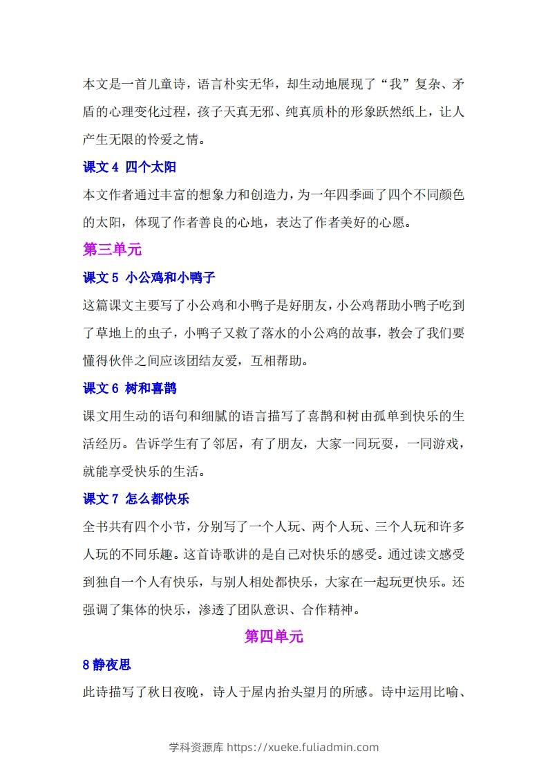 图片[2]-一年级语文下册课文内容中心思想专题归纳汇总-学科资源库