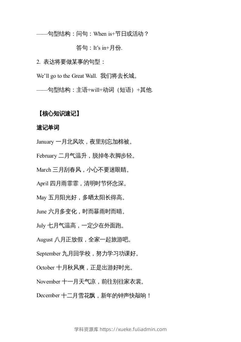 图片[2]-五年级英语下册【完美】单元知识梳理-Unit3Myschoolcalendar（人教PEP版）-学科资源库