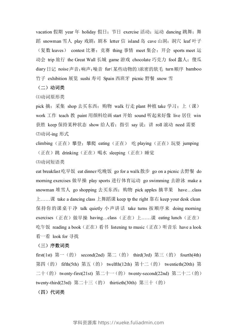 图片[2]-五年级英语下册词汇、句式梳理-全册：话题区分（人教PEP版）-学科资源库