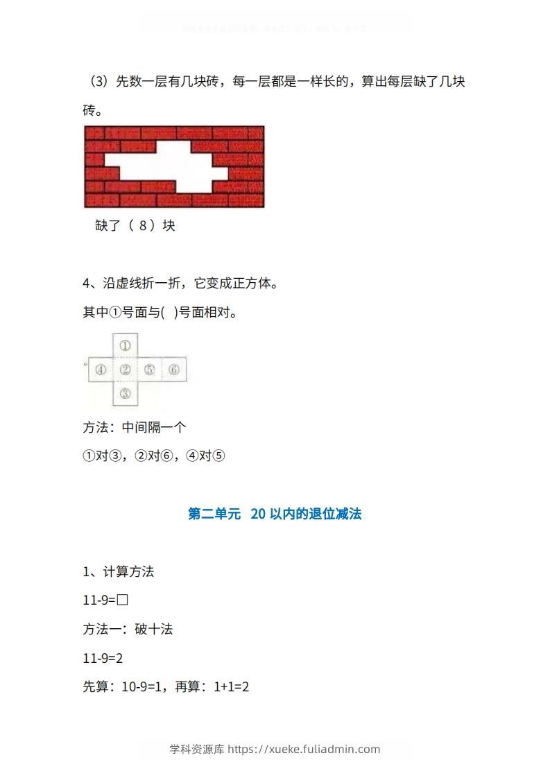 图片[2]-人教版1年级数学下册知识点1-4单元-学科资源库