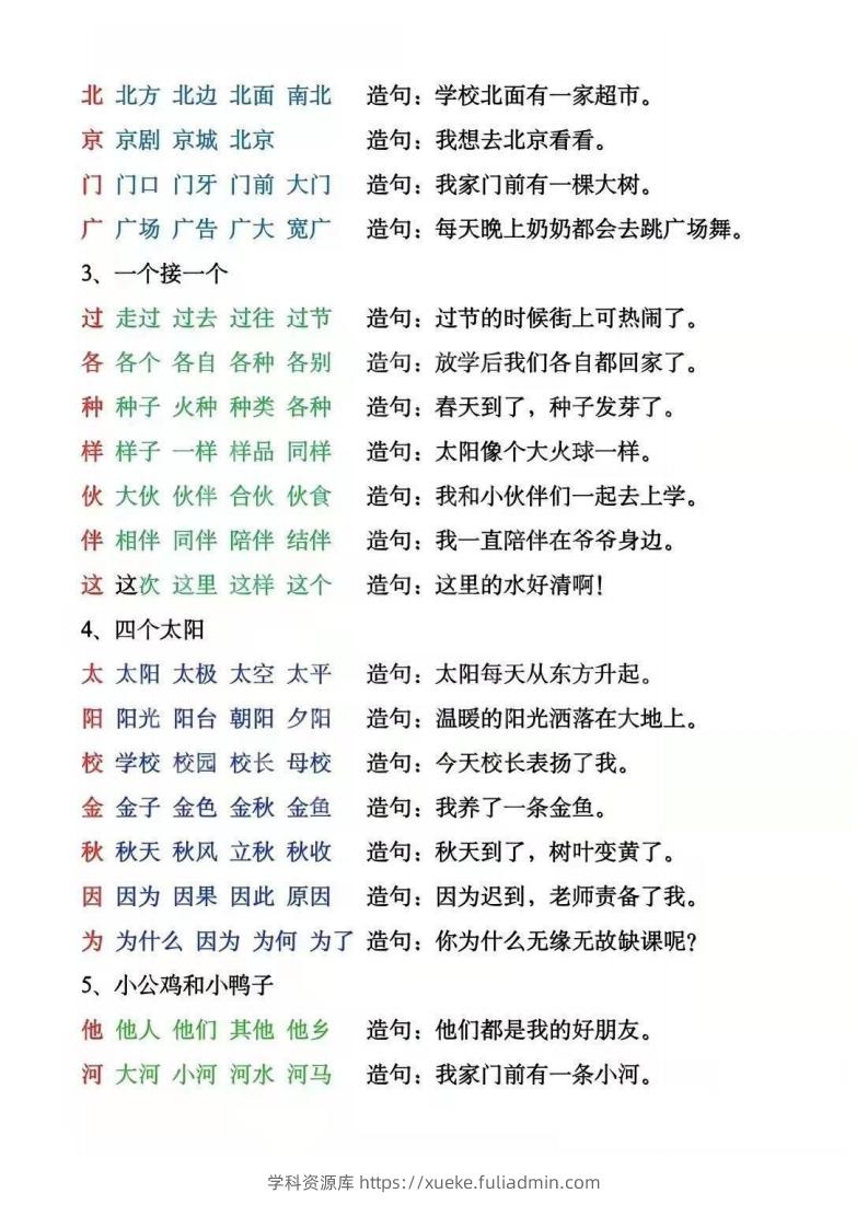 图片[3]-一年级下册生字组词造句阅读本_去水印-学科资源库