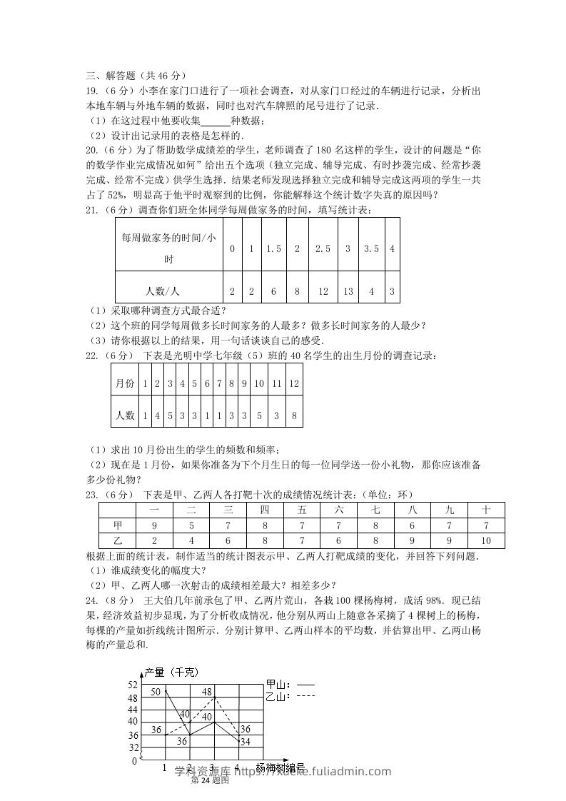 图片[3]-七年级下册数学第十章试卷及答案人教版(Word版)-学科资源库