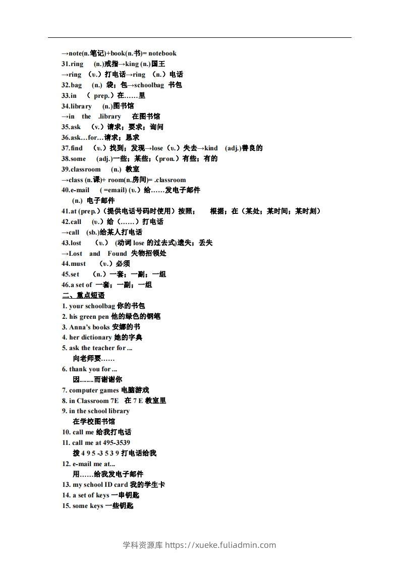 图片[2]-3.人教版七年级上英语Unit3复习提纲-学科资源库