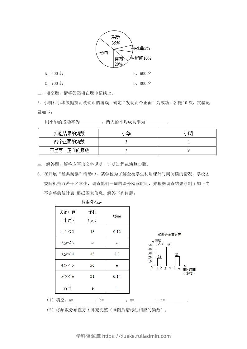 图片[2]-七年级下册数学第十章第三节试卷及答案人教版(Word版)-学科资源库