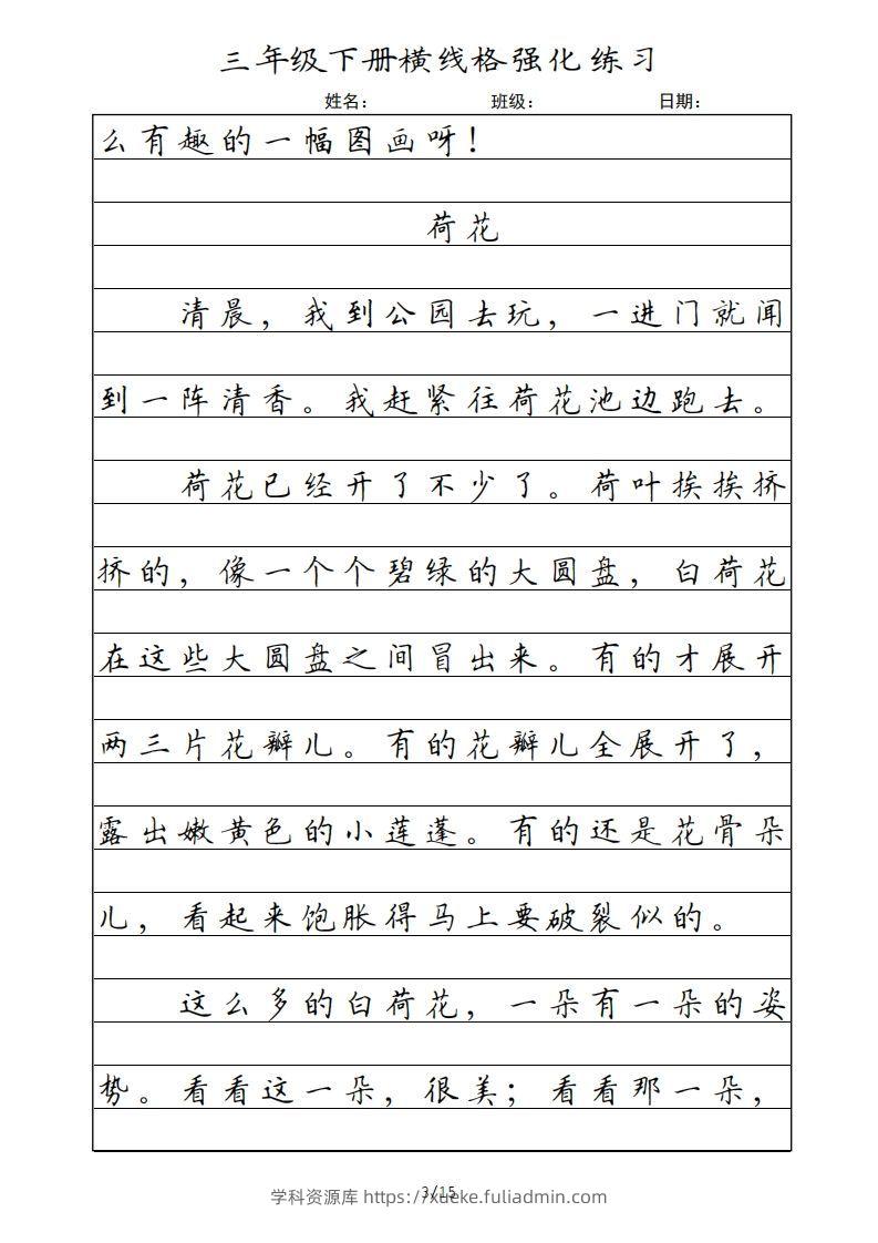图片[3]-三年级语文下册横线格（部编版）-学科资源库