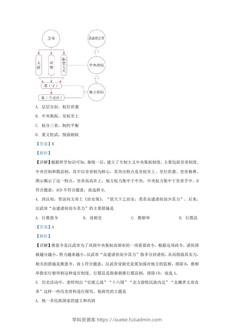 图片[2]-2020-2021学年山东省济南市历下区九年级上学期历史期末试题及答案(Word版)-学科资源库