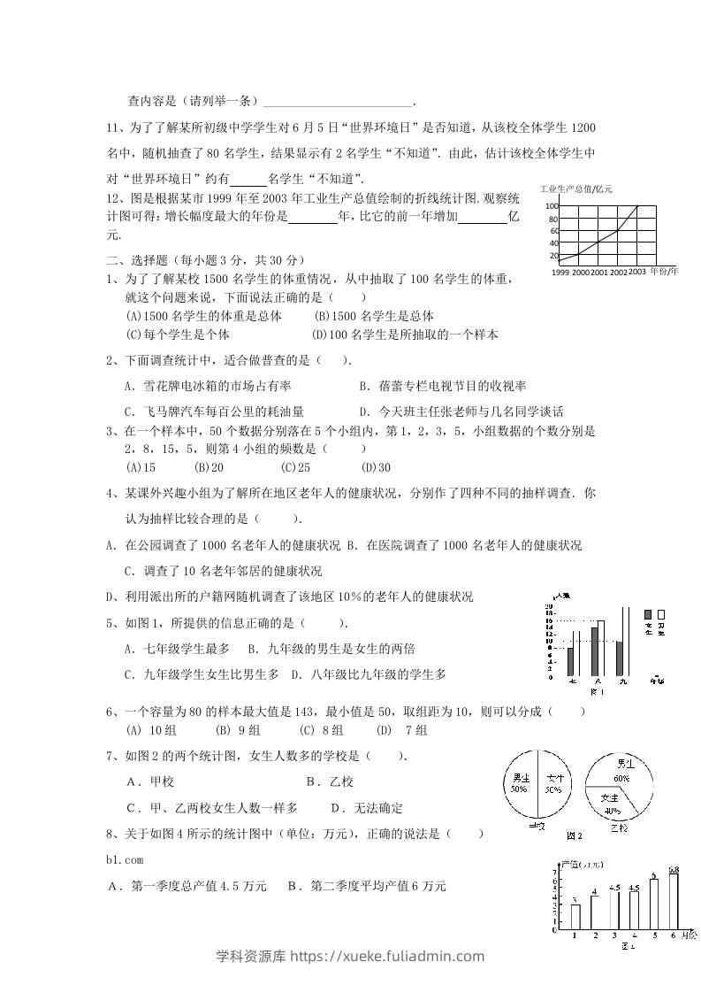 图片[2]-七年级上册数学第六章试卷及答案北师大版(Word版)-学科资源库