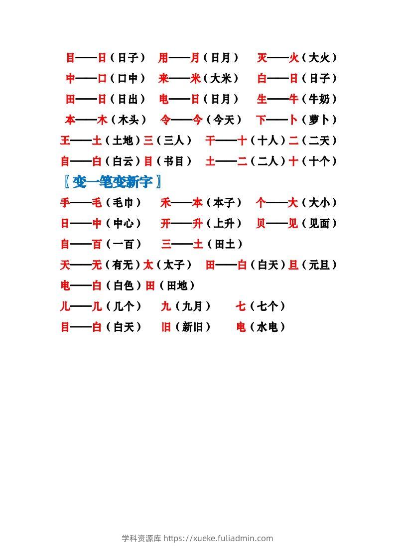 图片[2]-一上语文加加减减变新字梳理汇总+专项练习-学科资源库