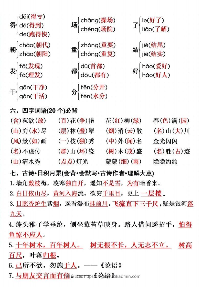 图片[3]-二上语文单元重点预习-学科资源库