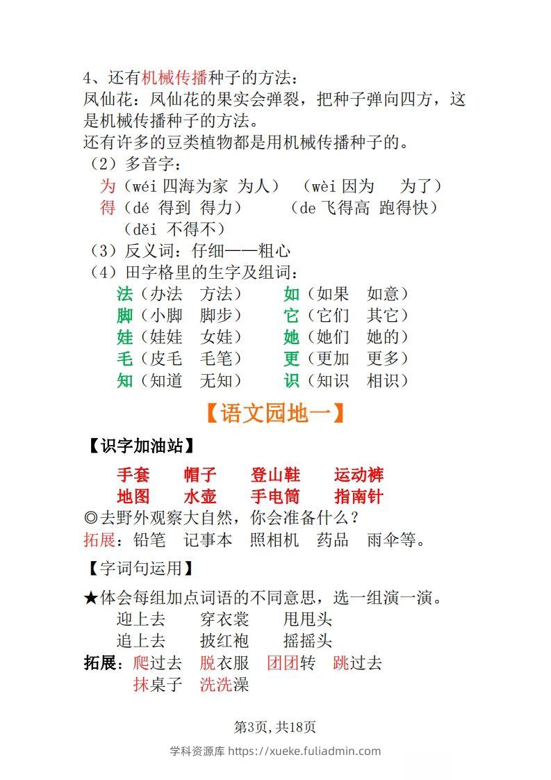图片[3]-二年级上册语文全册每课重点知识点-学科资源库
