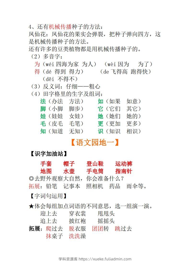 图片[3]-二年级上册语文全册每课重点知识点汇总()-学科资源库