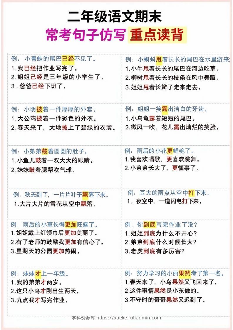 图片[2]-二年级上册语文期末句子仿写-学科资源库