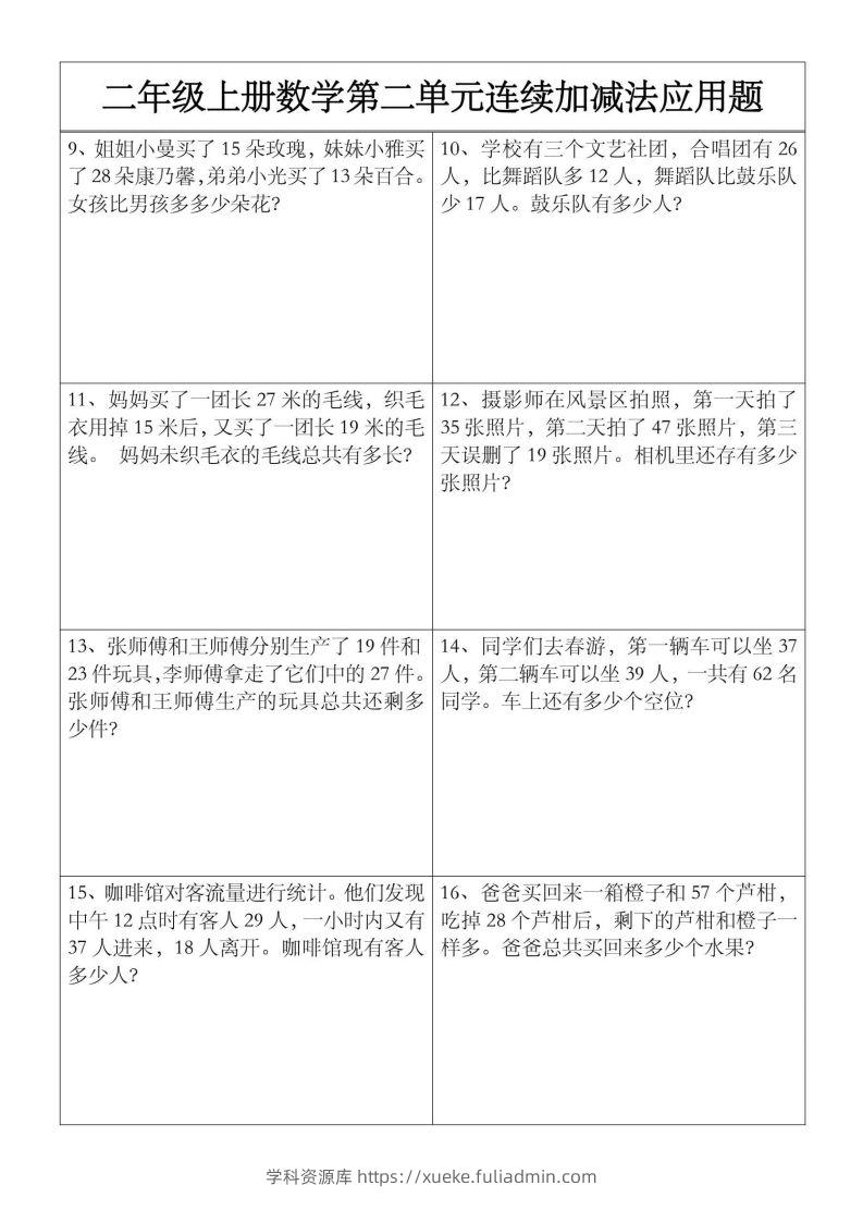 图片[2]-二上数学【第二单元】连续加减法应用题-学科资源库