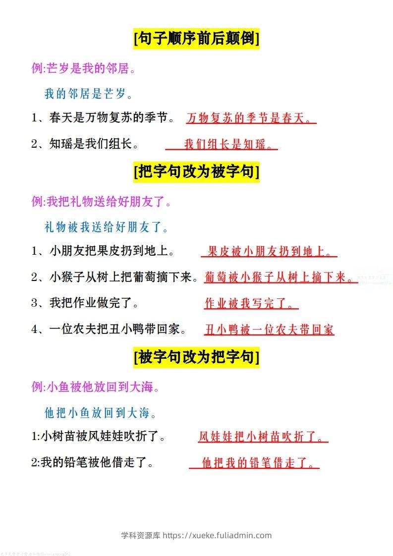 图片[2]-二上语文：句子类型总结()-学科资源库