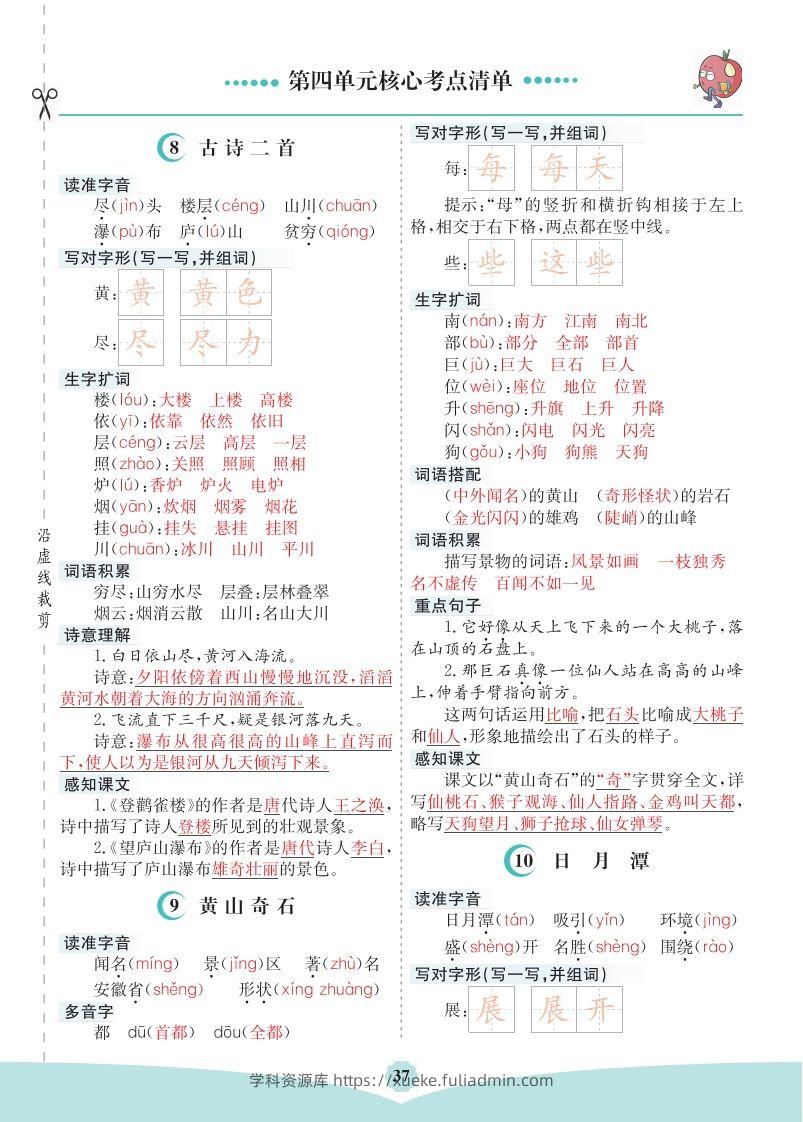 二上语文第四单元核心考点清单-学科资源库