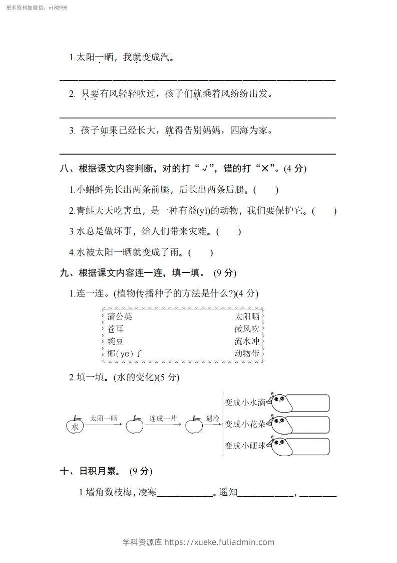图片[3]-二上语文第一单元综合测试卷-学科资源库