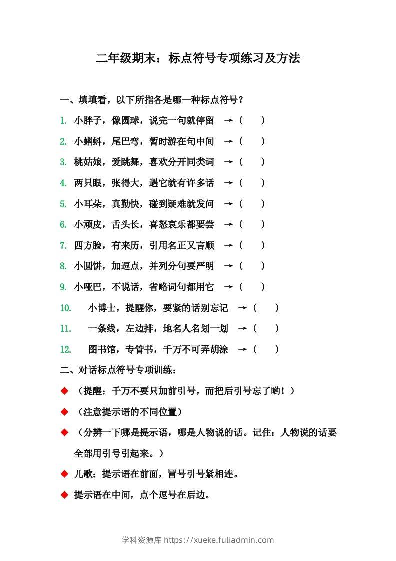 二（上）语文期末标点符号的使用方法及训练-学科资源库