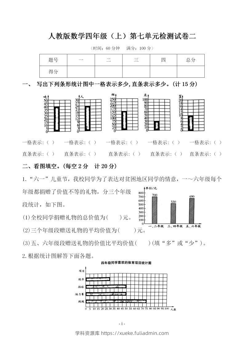 四（上）人教版数学第七单元检测试卷二-学科资源库