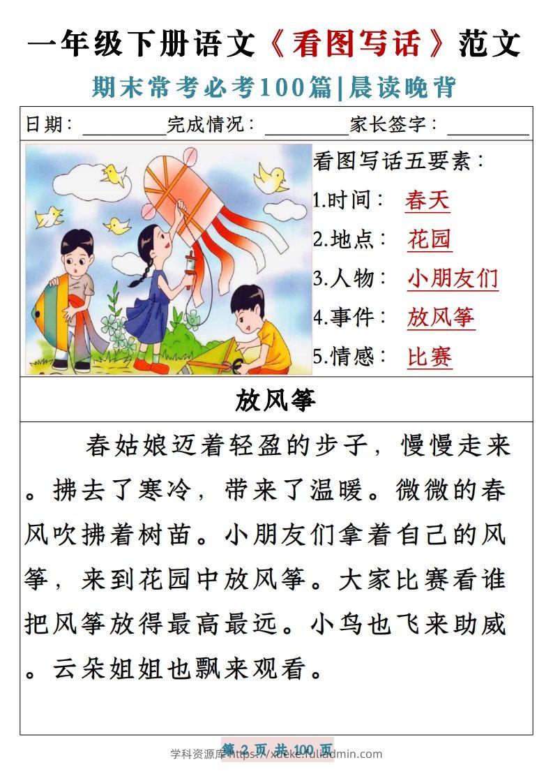 图片[2]-一年级下册语文《看图写话》范文期末常考必考100篇-学科资源库