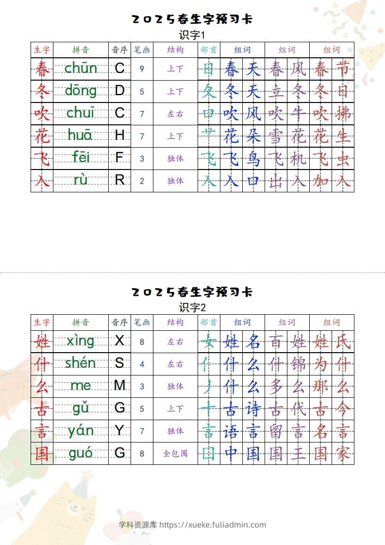 25一下语文【预习卡】-学科资源库