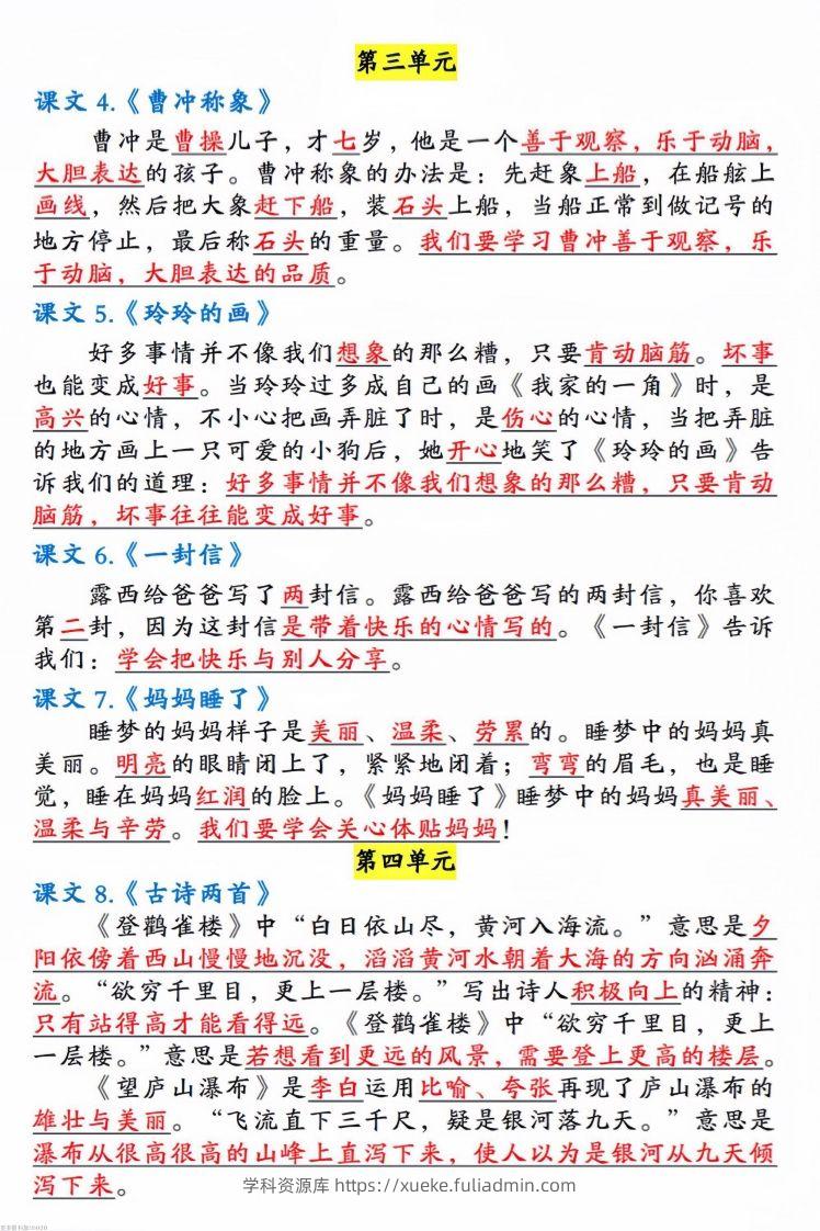 图片[2]-二年级语文上册中心思想汇总(1)-学科资源库