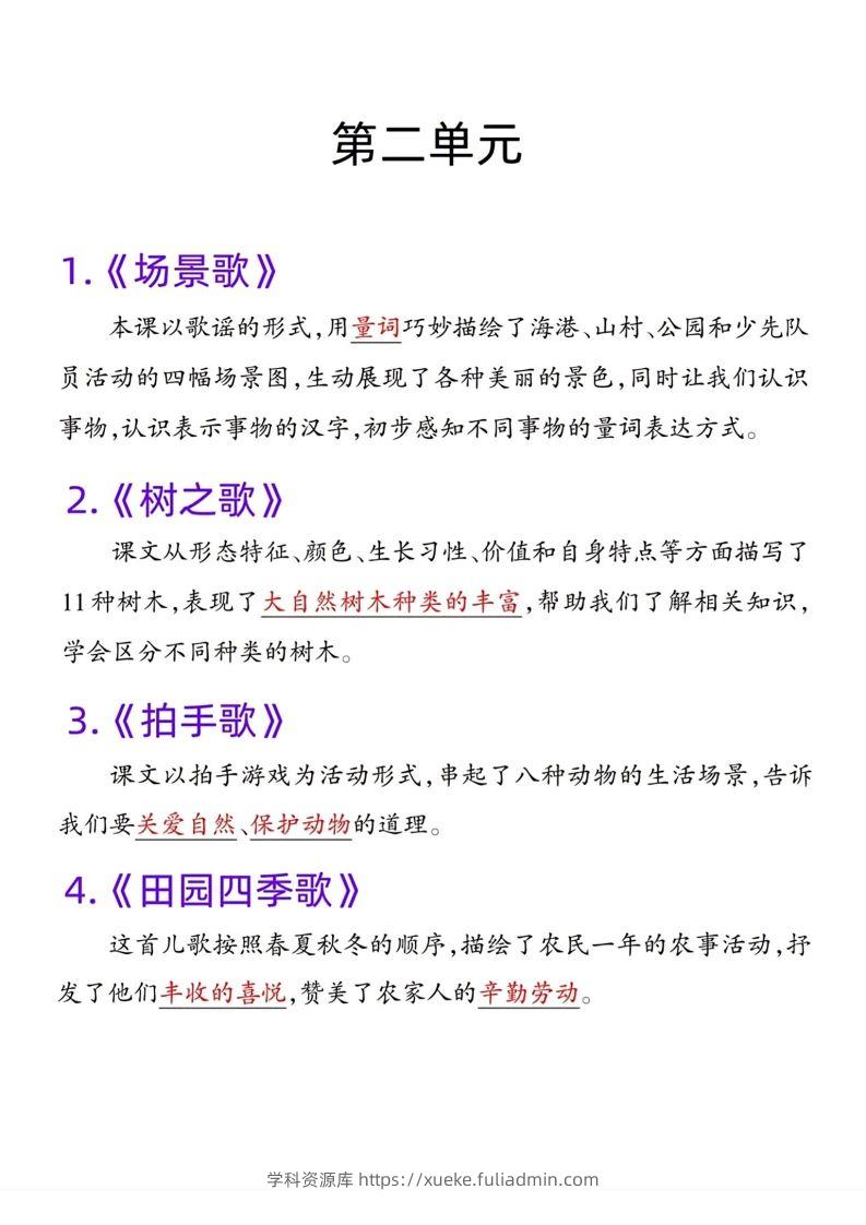 图片[2]-二年级语文上册课文重点内容梳理-学科资源库