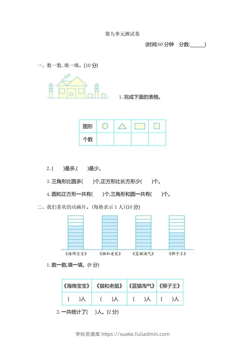 一下青岛版数学第九单元检测卷1（54制）-学科资源库