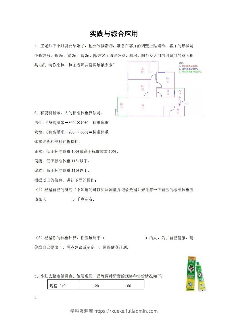 实践与综合应用含答案2页（六）下数学总复习专题.通用版-学科资源库